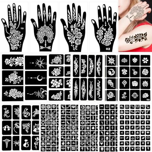VEVOQIM 342 Stück Glitzer Tattoo Schablonen Henna...