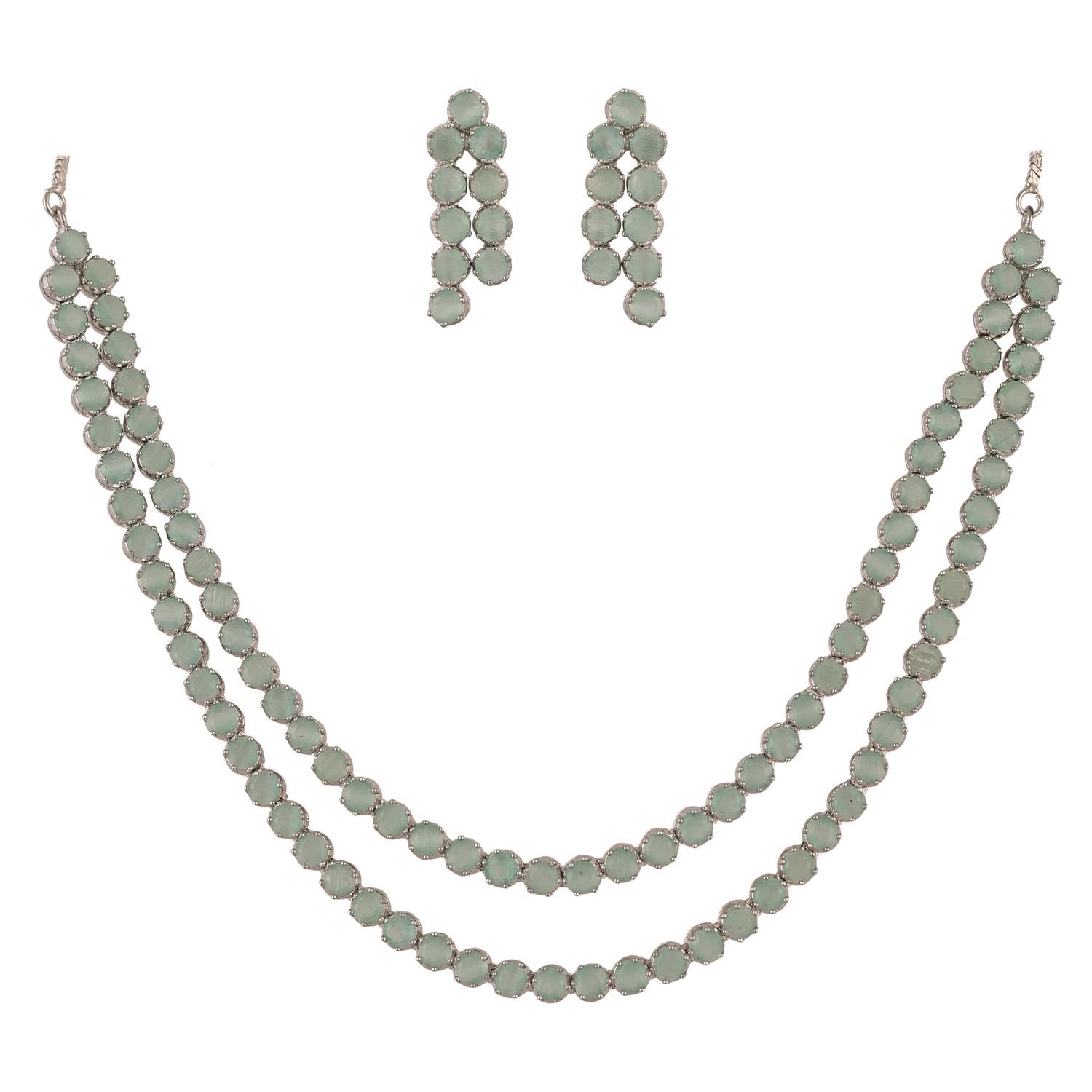 See full amazon price history chart for Ratnavali Jewels Brass Silver Plated American Diamond Cubic Zirconia Dual Strand Necklace Jewellery Set With Dangler Earrrings For Women/Girls (Mint Green) Ratnavali Jewels Brass Silver Plated American Diamond Cubic Zirconia Dual Strand Necklace Jewellery Set With Dangler Earrrings For Women/Girls (Mint Green) (B0CBKF2FCR) Amazon Price History, Amazon Price Tracker