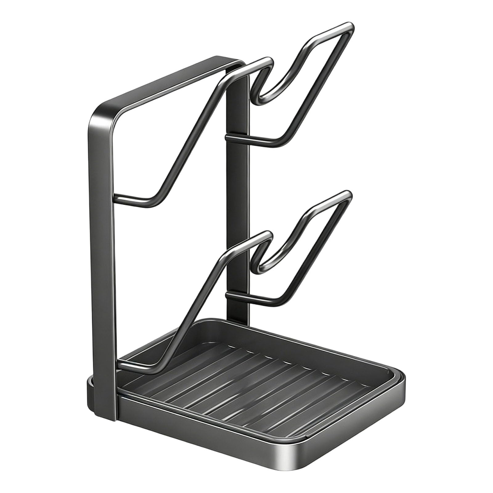 Shntig Sturdy 304 Stainless Steel Pots Cover Rack with Nonslip Base Modern Pots Lid Organizers for Countertop Organization Rustless Lid Holder