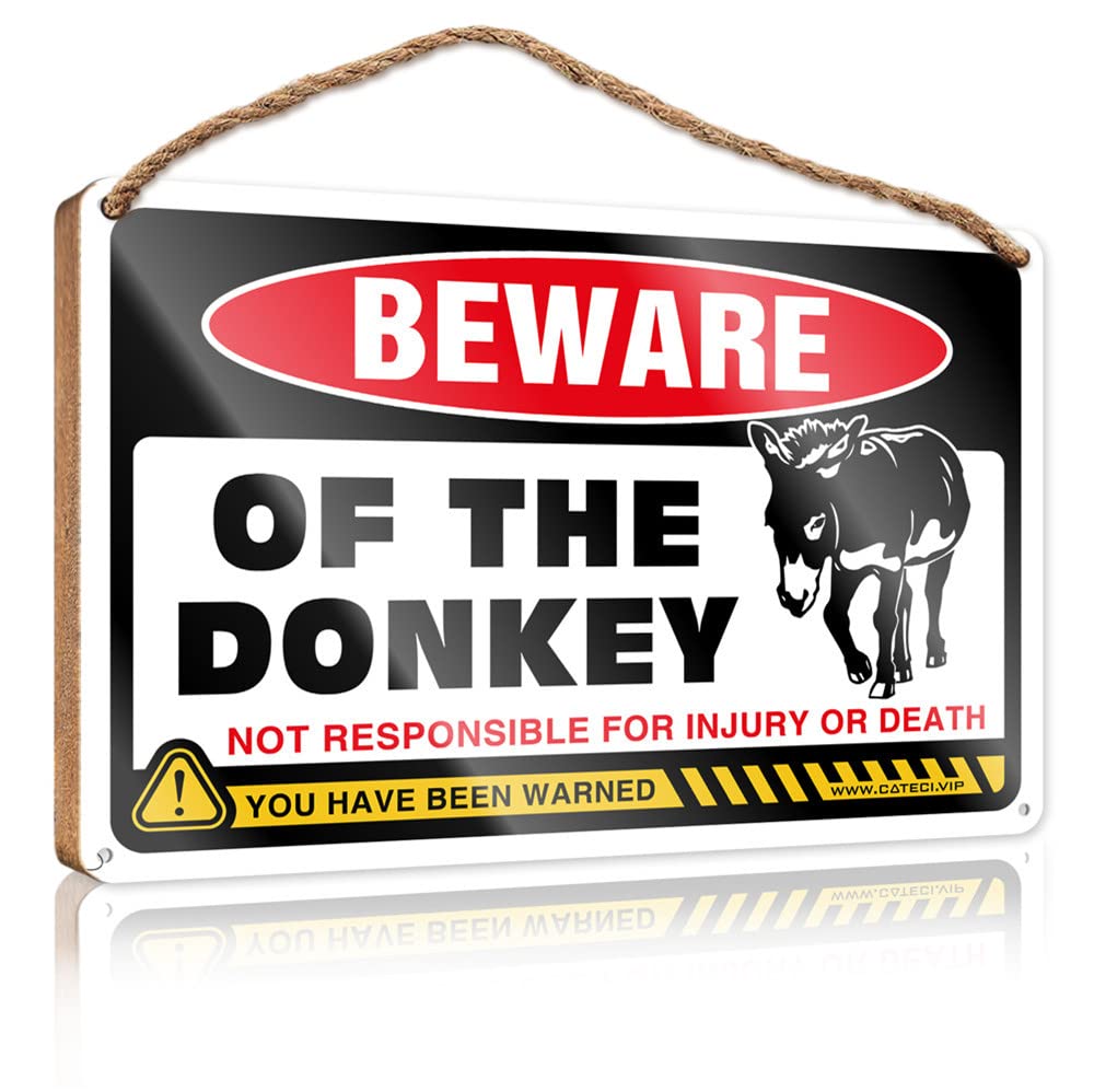 YYHLEH Outdoor Hanging Sign Beware Of Donkey Wooden Sign(15X28CM)