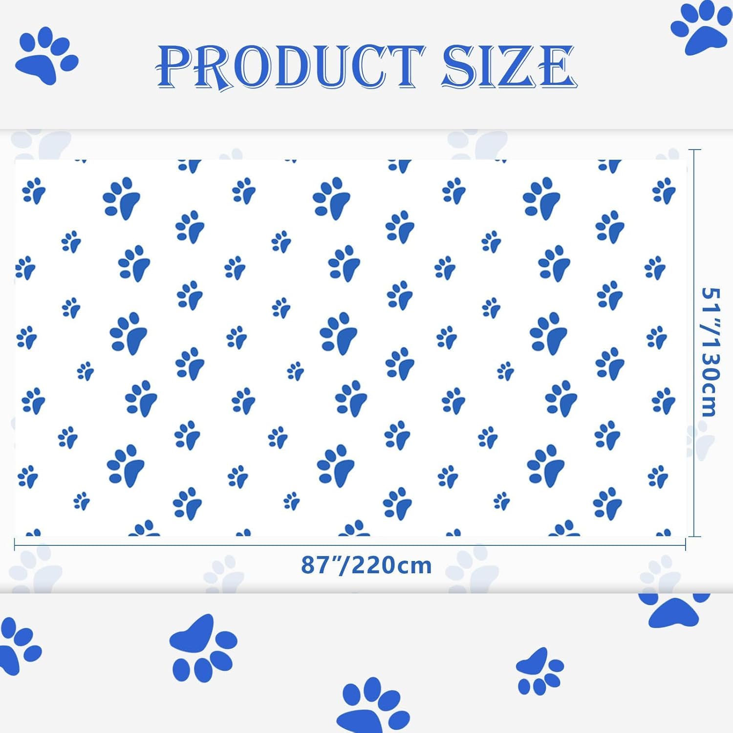 2 Pack Puppy Paw Print Tablecloths, 51x87'' Plastic Disposable Table Cover for Pet Themed Party Decorations for Cat Dog Birthday Party Supplies Lets Pawty Pet Shower Decor, Blue