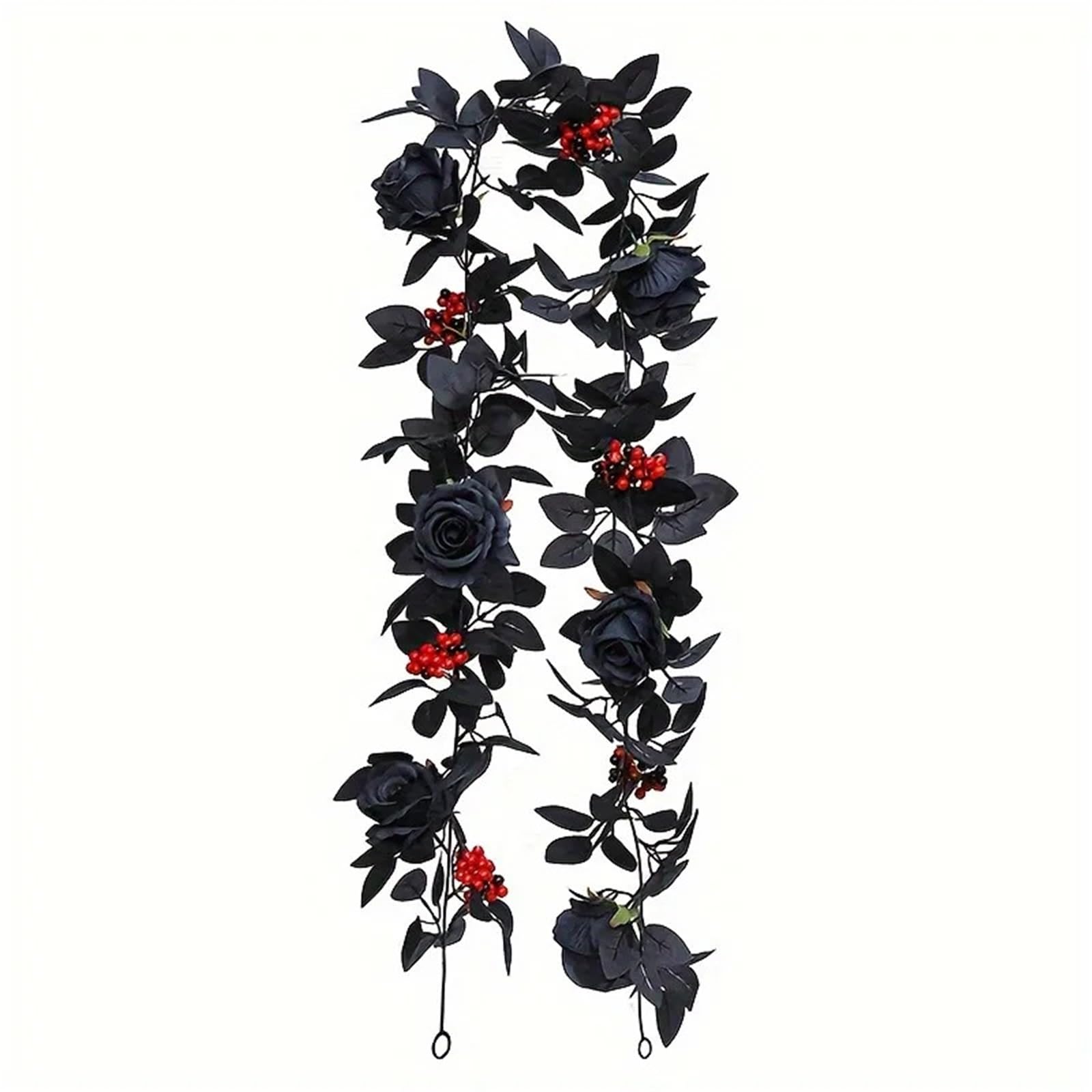LXLAEOANG Artificial Flowers 1pc Artificial Black Rose Vine Small Red Berries Greenery Garland Faux Leaves