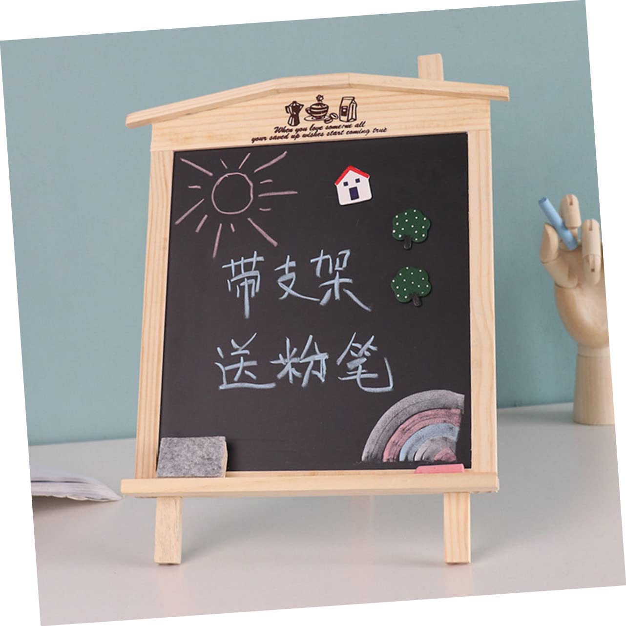 Magnetische Kleine Haus Kreidetafel für Notizen, Schwarz