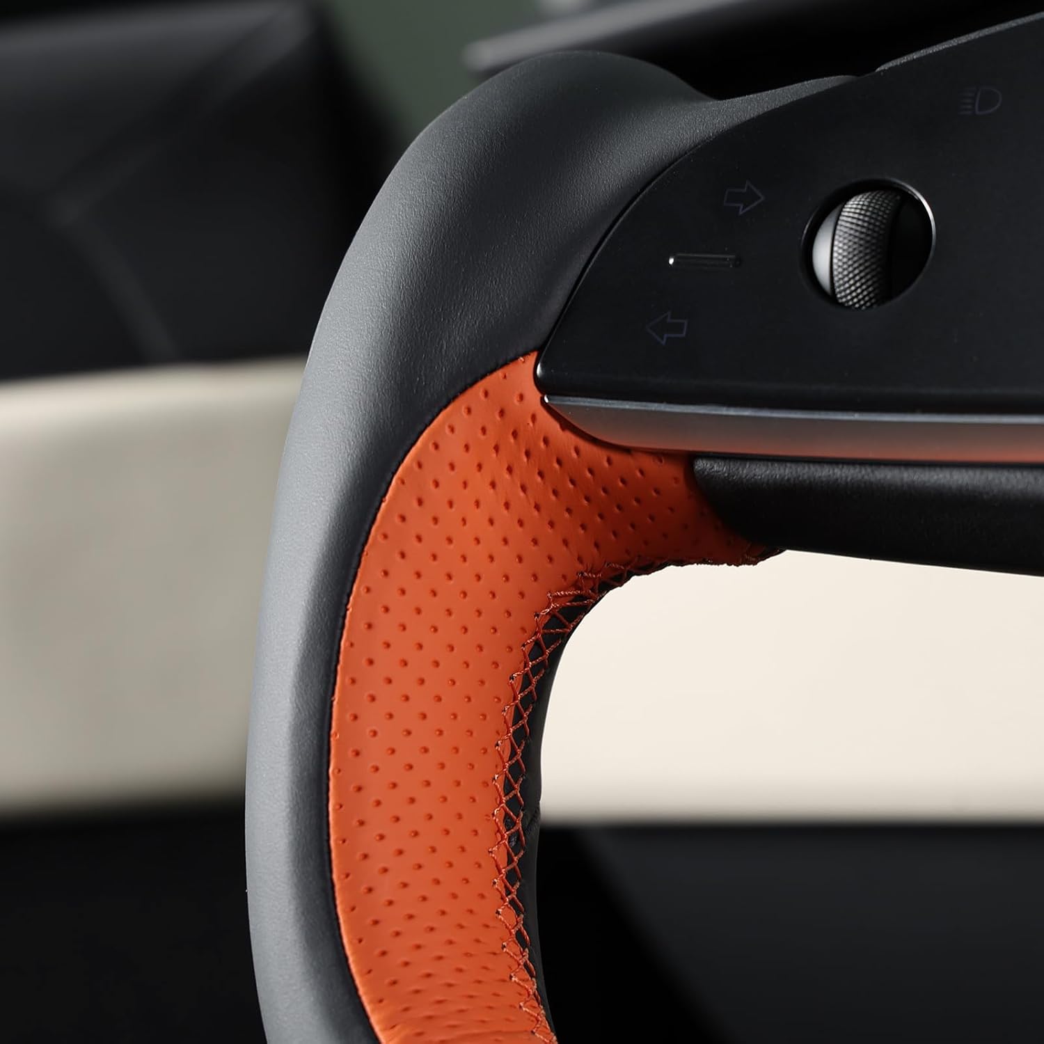 MEWANT Hand Stitched White Leather Steering Wheel Cover Wrap for Tesla Model S 2021-2023 / Model X 2021-2023 Steering Wheel Accessories