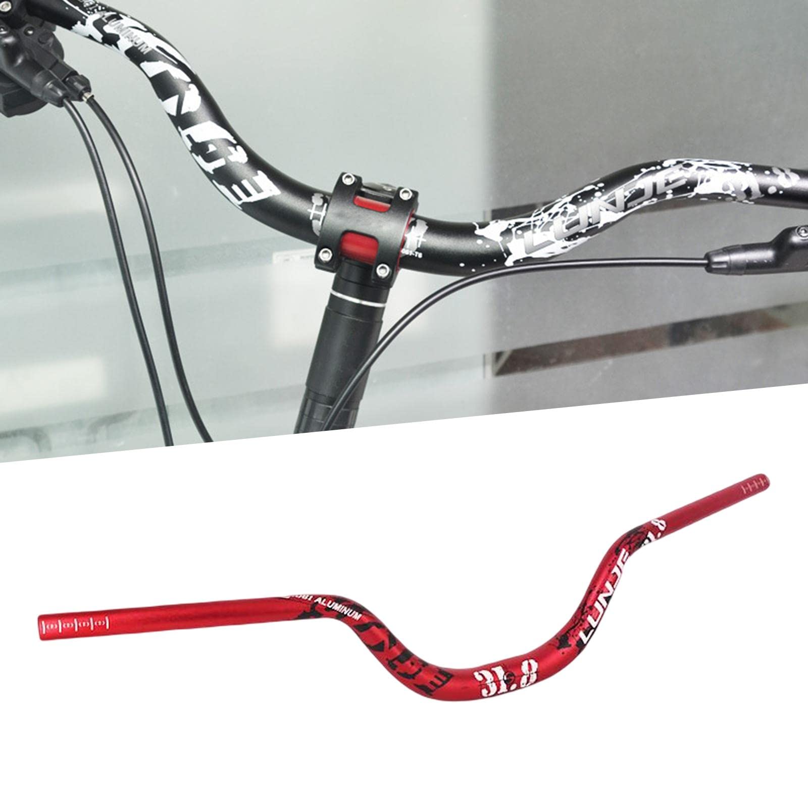 Manillar de Bicicleta de Montaña Barra para Bicicletas Híbridas Barra de Riser 90mm Componentes Ligeros de Extensión Material de Aluminio Adecuado Par, Rojo 780mm
