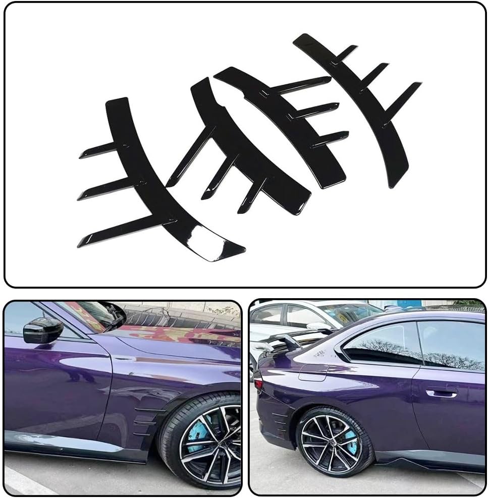 MCARCAR KIT 4pcs Gloss Black Wheel Arch Fender Flare Fits for BMW 2 Series G42 220I 230I M Sport Coupe 2-Door 2022-2023 Customized Front Rear Wheel Eyebrow Fender Cover Mudguard Trim