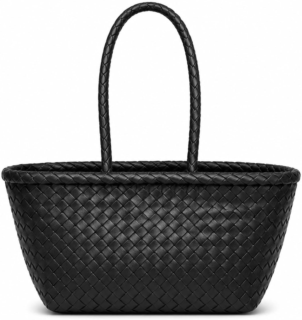 YOCO Small Triple Jump Handwoven Genuine Leather Tote Bag for Women, Woven Shoulder Handbag, Handmade Artisan Purse(Y9988TJS)