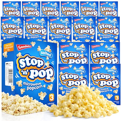 SOL 48pk Bulk Stop 'n' Pop Microwave Popcorn, Salted Flavoured Pop Corn Kernels, Easy to Prepare, Ideal for Sharing Fun Moments at Home & Family Movie Nights (16 Boxes with 3 Bags Per Box)