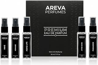 AREVA Men's Cologne Gift Set, Premium Eau De Parfum Collection for Men, 5 Travel Size Perfume Sprays, Long Lasting Fragrance Sampler Gift Set, 10ml Each
