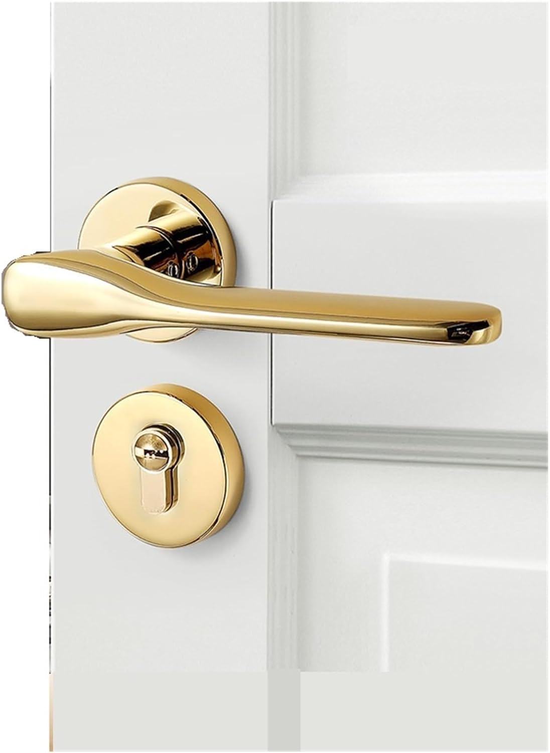French Door Lock Indoor Magnetic Silent Lock Golden Household Light Luxury Bedroom Door Lock Wenzhou Lock Wooden Door Handle(Type E-58 Silent Lock)