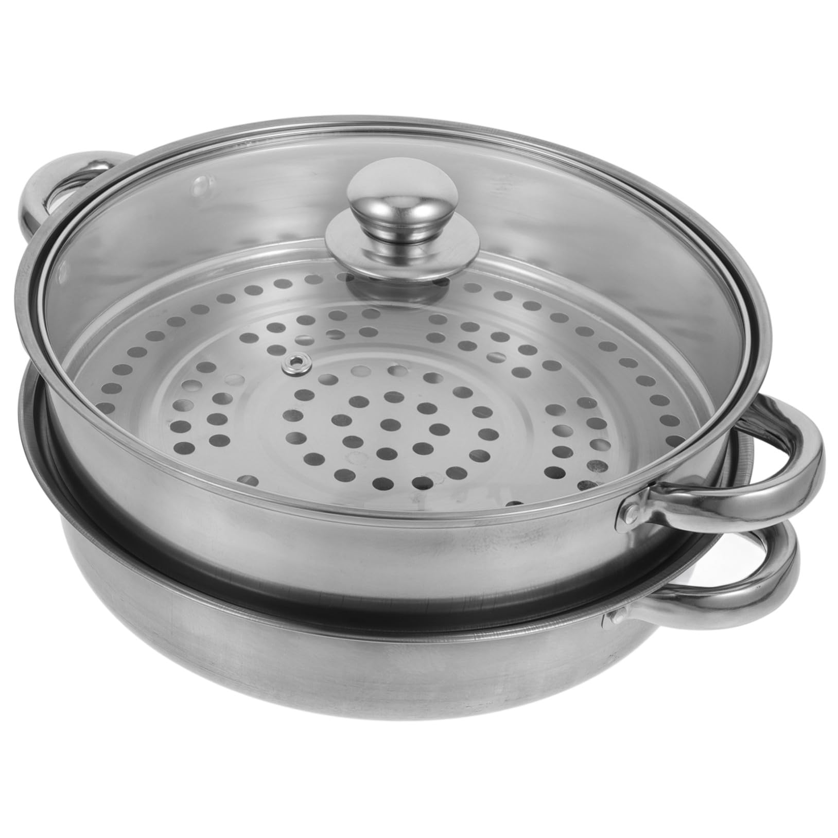 COLLBATH Doppelstöckiger Dampfgarer Schnelles Abtropfen aus Edelstahl mit Deckel zum Zubereiten von Lebensmitteln Runder Dampfkorb und Leicht zu Bedienen für Küche