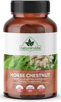 Horse Chestnut Extract Aescin 20% - 1000mg Vegan Capsules Herbal Supplement - Non-GMO, Gluten Free - Two Months Supply 120 Count 1