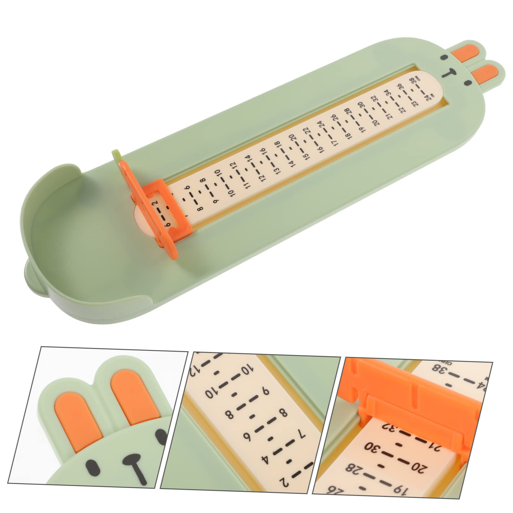 LIFKOME Mesure Pied Garçon et Filles Taille Francaise Outil de Mesure Précis en Plastique Abs Vert Jauge de Pied Cartoon pour Mesurer la Maison