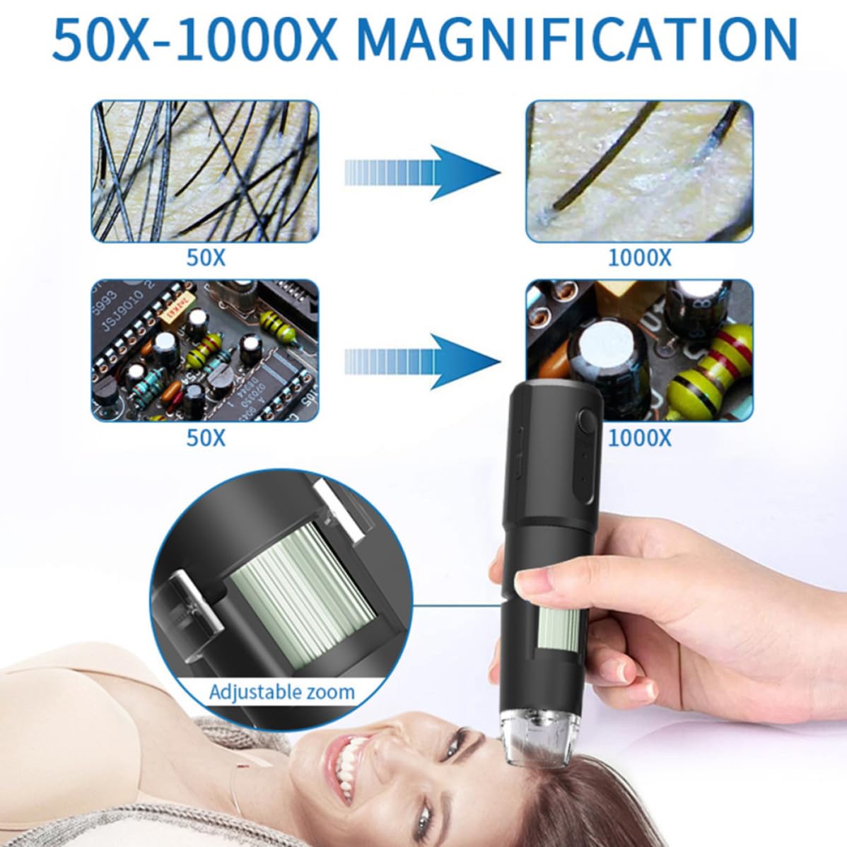 Microscopio Digital Inalámbrico USB 1000x de PVC y Metal