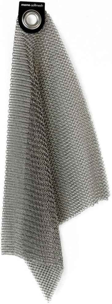 mono Softmesh Cleaning Mesh | Stainless Steel Cloth with Hook for Gentle Scrubbing of Pots, Decanters, Grills, Crystal and More (10/700)