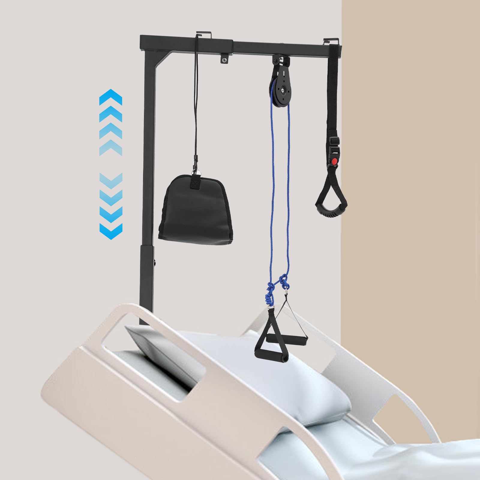 Perche de lit avec poignée trapézoïdale, barre trapézoïdale Handicap Pull Up Assist, potence de lit autoportante mobile avec poignée triangulaire