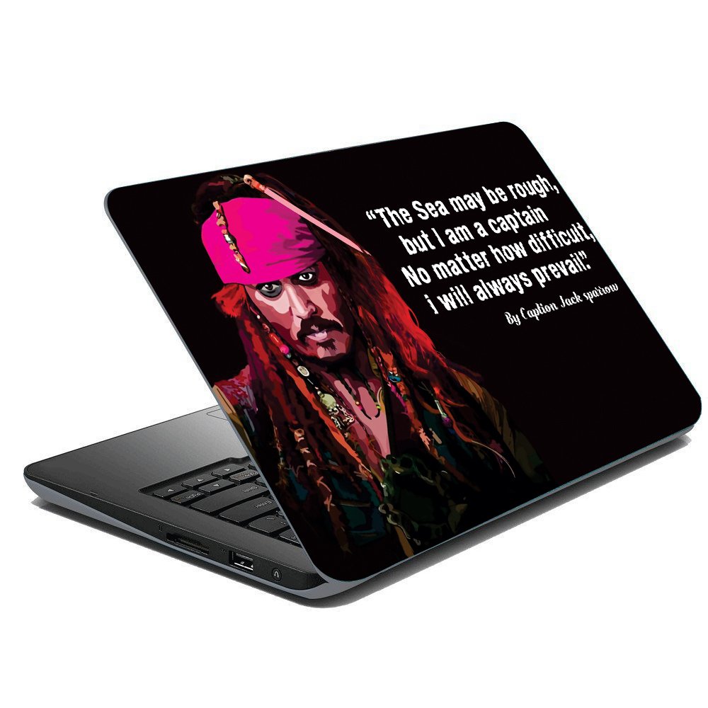 Vprint Caption Jack Sparrow Laptop Skin Sticker (15 to 15.6 Inch, Multicolour) Famous Personalities