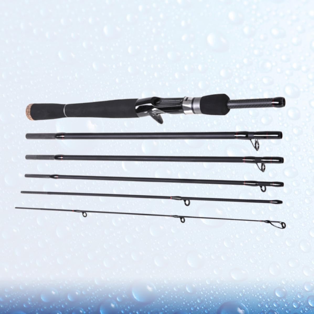 GALPADA Canna da Pesca in Carbonio 6 Sezioni 2.4m Leggera e Facile da Pulire, Canna da Mare Corta per Spinning e Pesca al Bass in Acqua Dolce e Salata