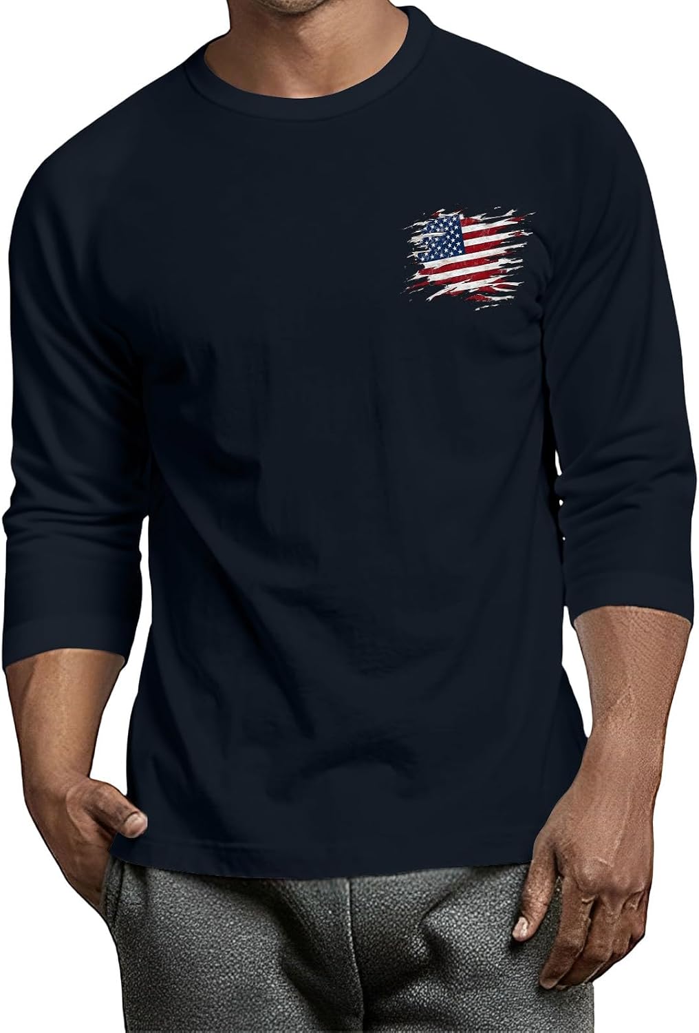 WENKOMG1 Men's Casual Graphic Print T Shirts 3/4 Sleeve Baseball Jersey Athletic Workout Tee Tops, S-3XL