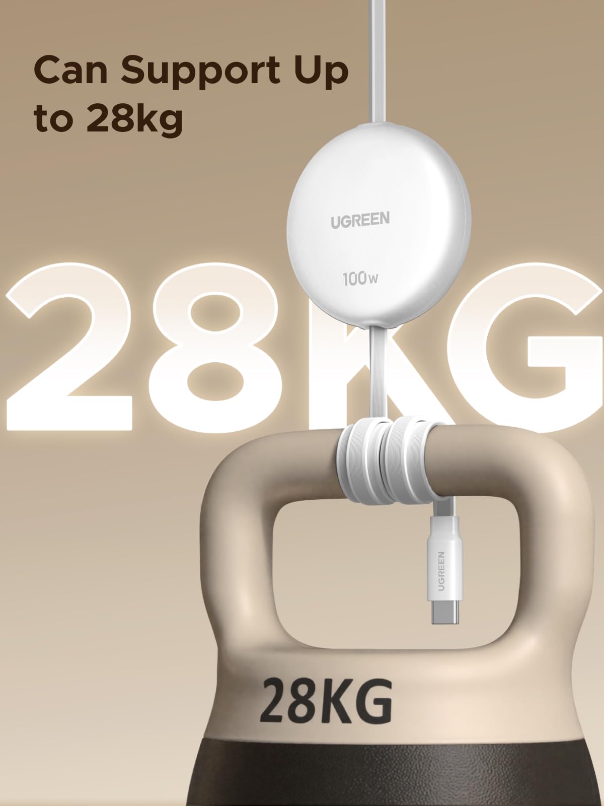 UGREEN 100W Cavo USB C Retrattile PD 3.0, Cable Type C Avvolgibile Ricarica Rapida, Compatibile con MacBook, iPad Air, iPhone 17 Pro Max Air/16/15 Plus Pro Max, Galaxy S25 S24, Pixel 10/9.Bianco