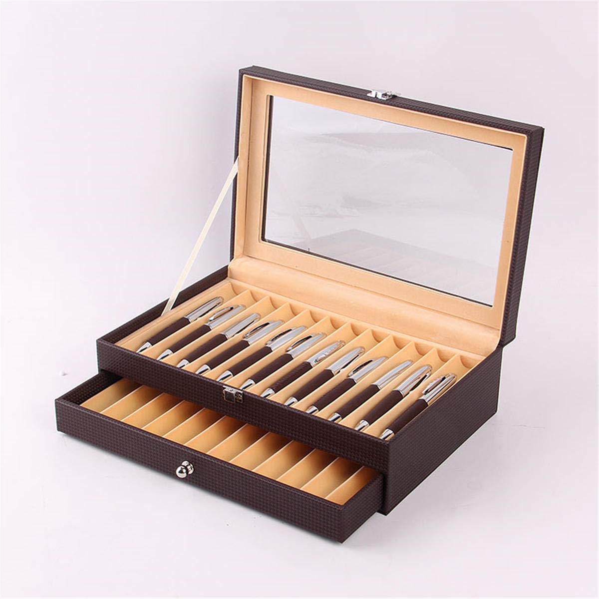 ChaRLes Scatola portaoggetti da 24 contenitori portadocumenti porta penne Scatola portaoggetti da tavolozza penne in pelle organizer - 43.04