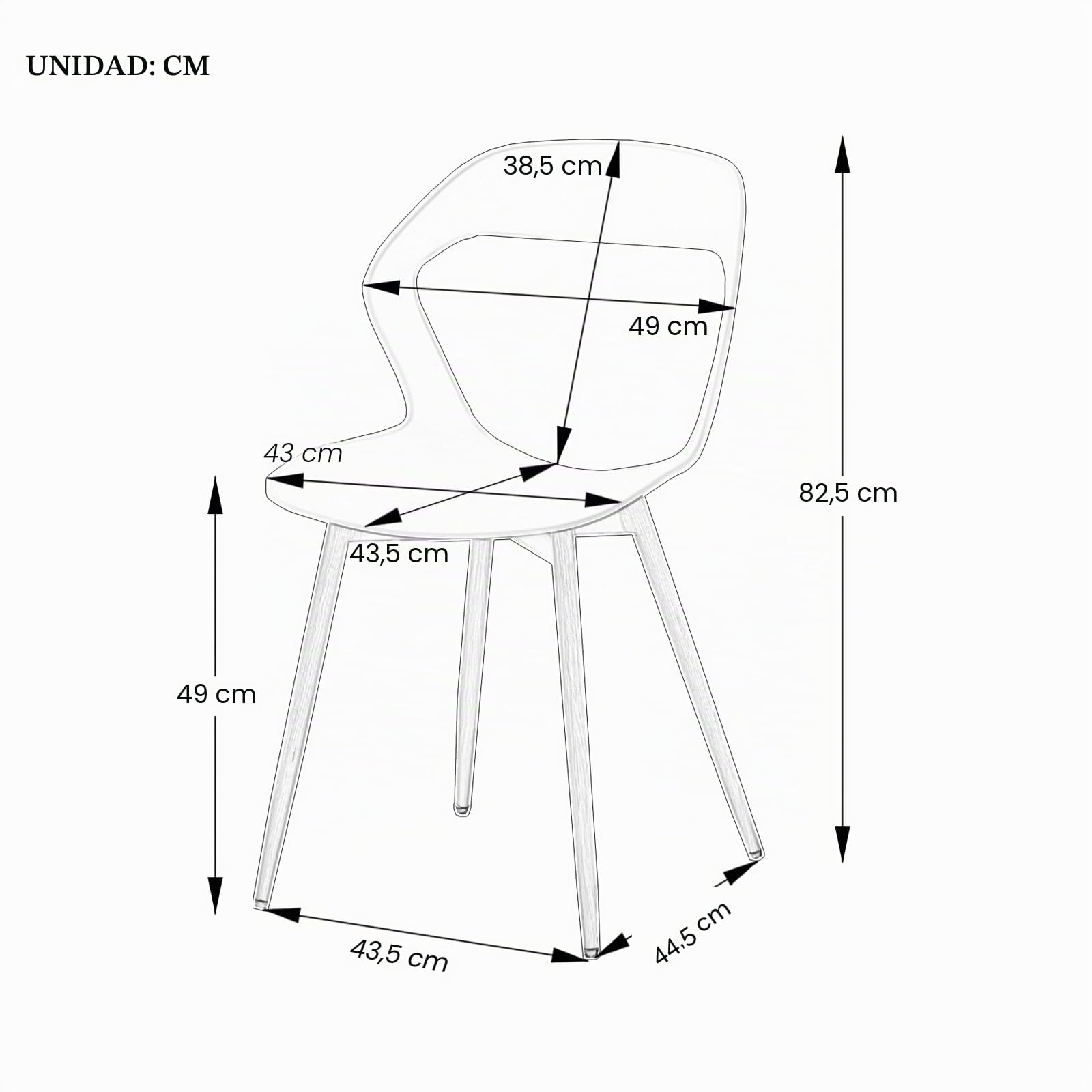 Juego de 4 sillas de jardín Exterior, Silla de Polipropileno, Asiento de Polipropileno, Patas de Hierro metálico, Adecuado para jardín, Invernadero, Terraza, Balcón (Blanco, 4)