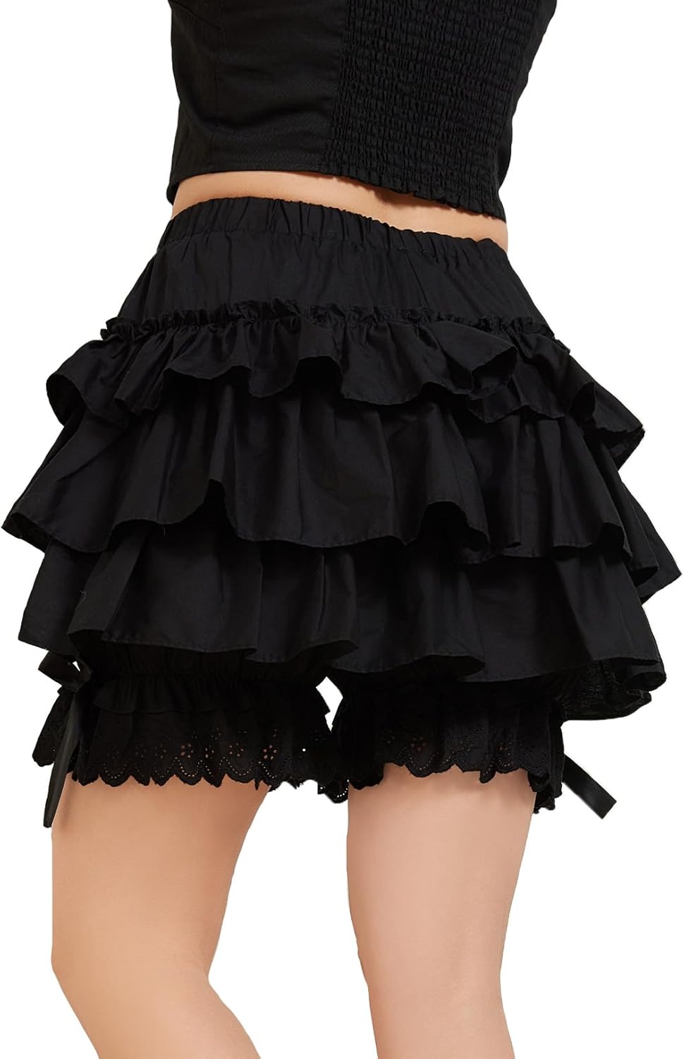 Victorian Bloomers Lolita Pumpkin with Bow Women's Ruffled Shorts 100% Cotton Lace Pettipants