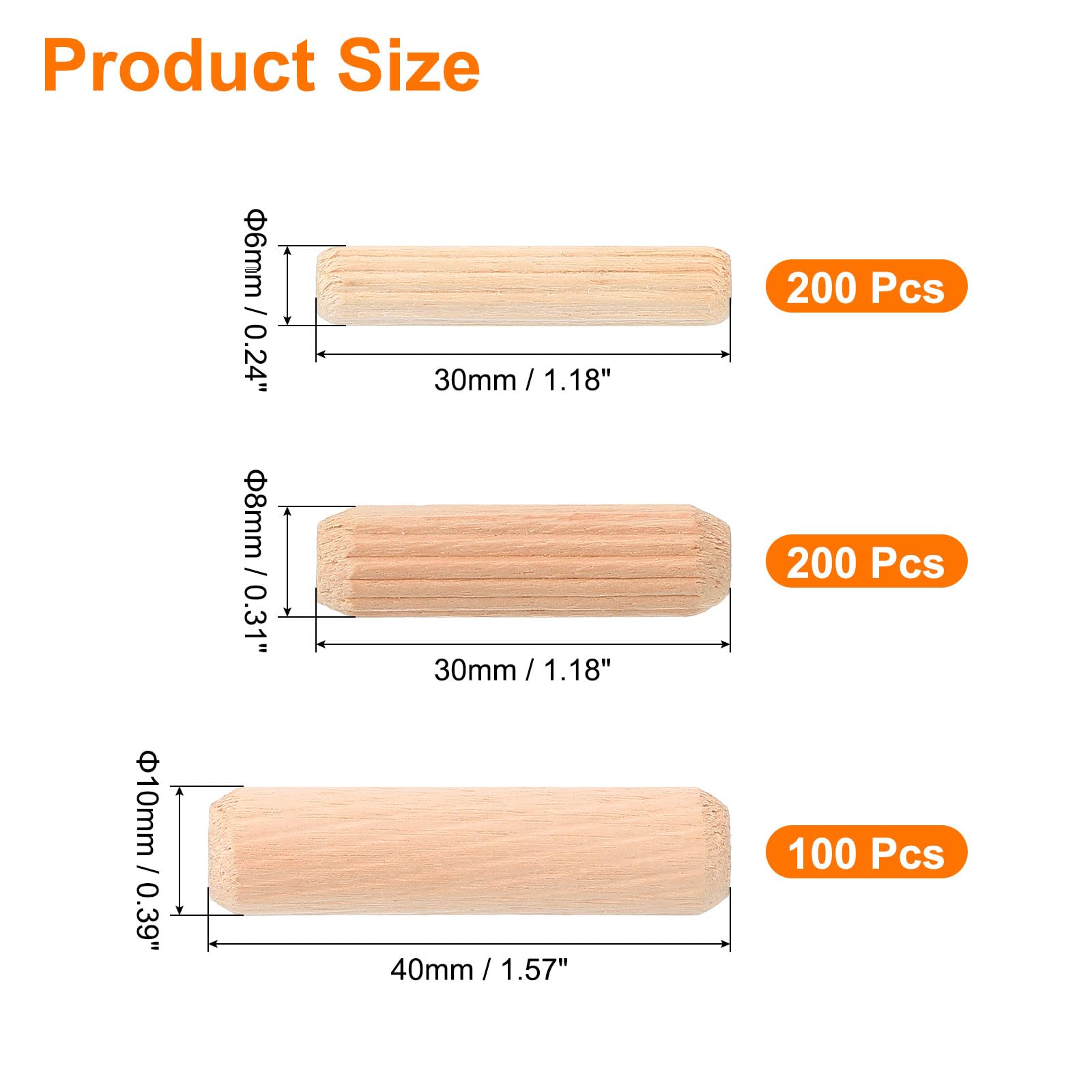 WOODEN DOWEL WOOD GROOVED PLUG WOOD PINS FOR FURNITURE JOINT WOODWORK (100PCS/BOX) - Hardware Online Store