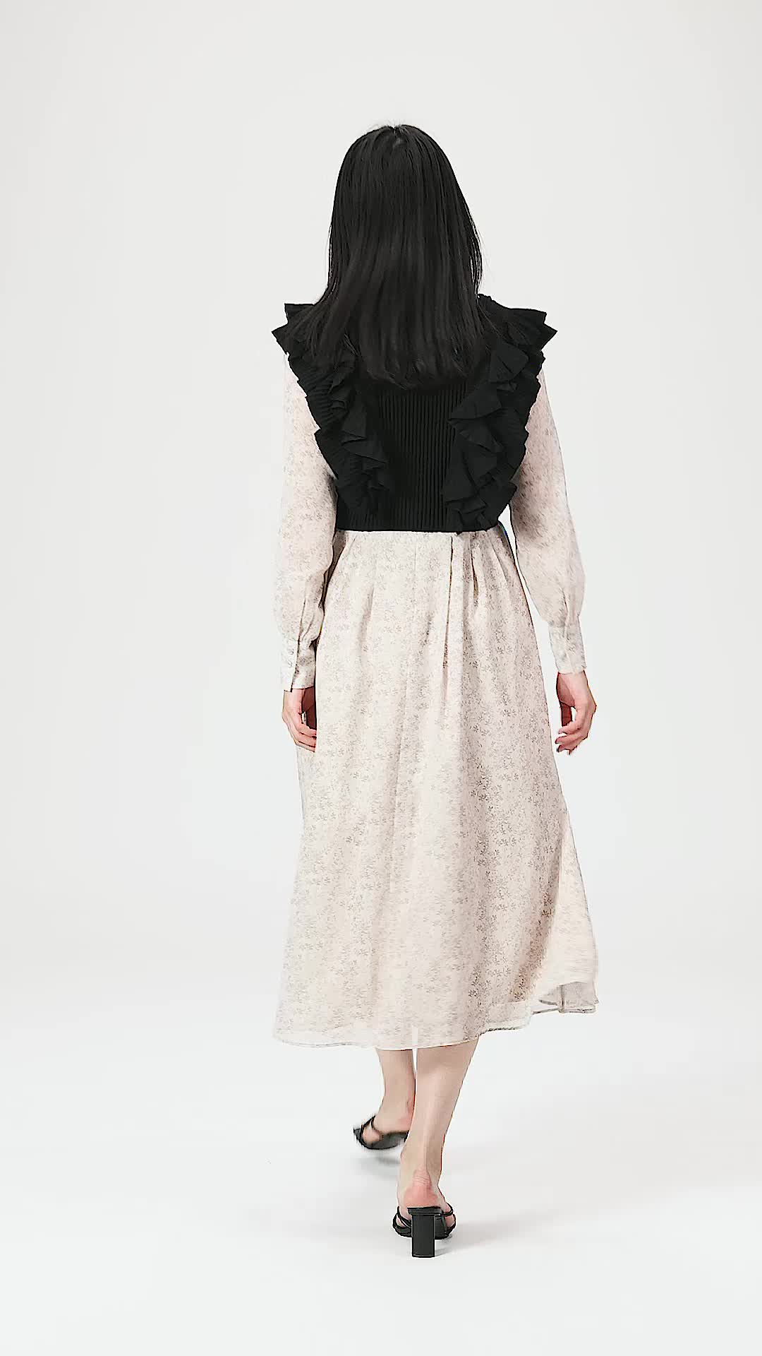 Amazon.co.jp: [セルフォード] ラッフルベスト付きワンピース  