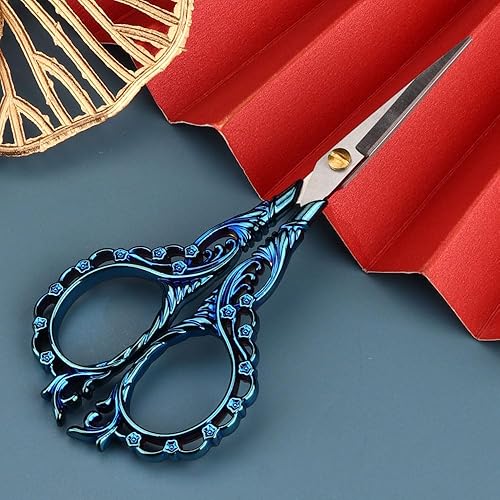 Miniatura 2 de Jasni Tijeras de Bordado Bonitas de 5 Pulgadas Pequeñas para Costura y Artesanía Acero Inoxidable Mango Vintage de Flor de Durazno para Herramientas