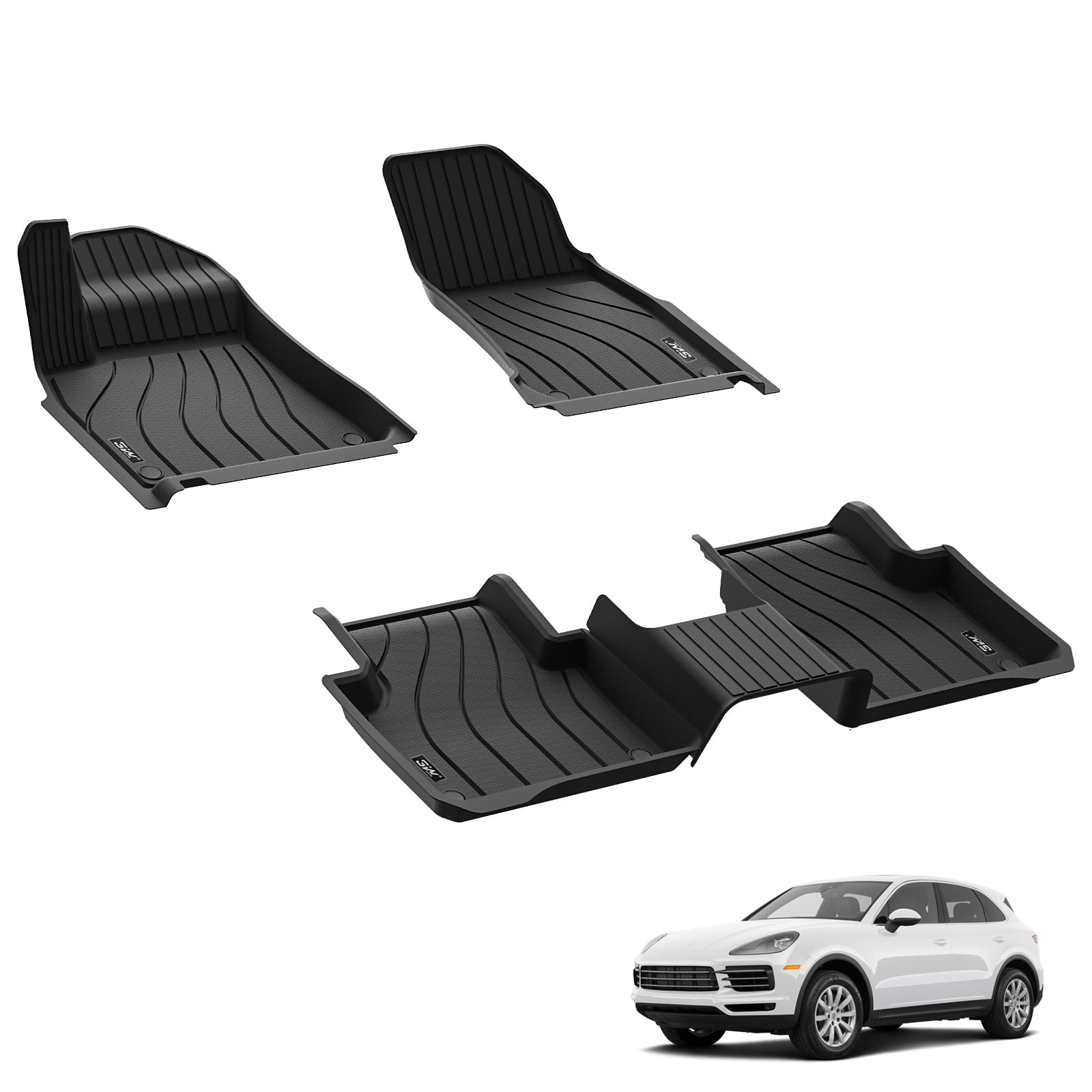 3W Fußmatten für Porsche Cayenne 9Y0 2018-2026 | TPE Thorex™ Allwetter | 3D Maßgeschneiderte Passform | Hundefreundlich Auto Zubehör | Wasserdicht & Kratzfest | Antirutsch