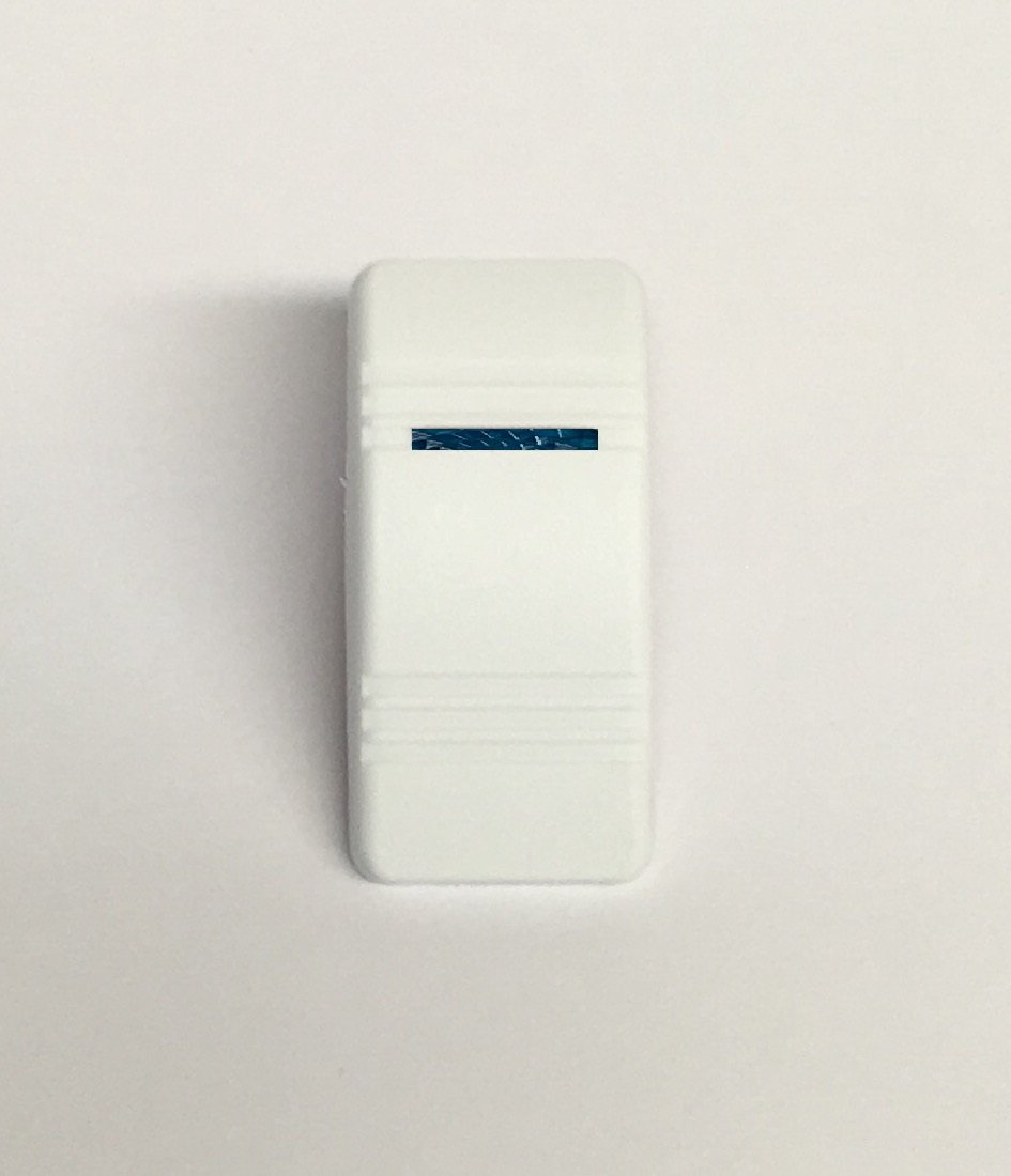 Euro Rocker Marine Switch Cover White with 1 Blue Lens
