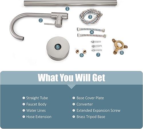 Miniatura 9 de Aolemi Grifo de bañera independiente de níquel cepillado para montaje en el piso, función de boquilla de bañera solo sin rociador de mano, grifo
