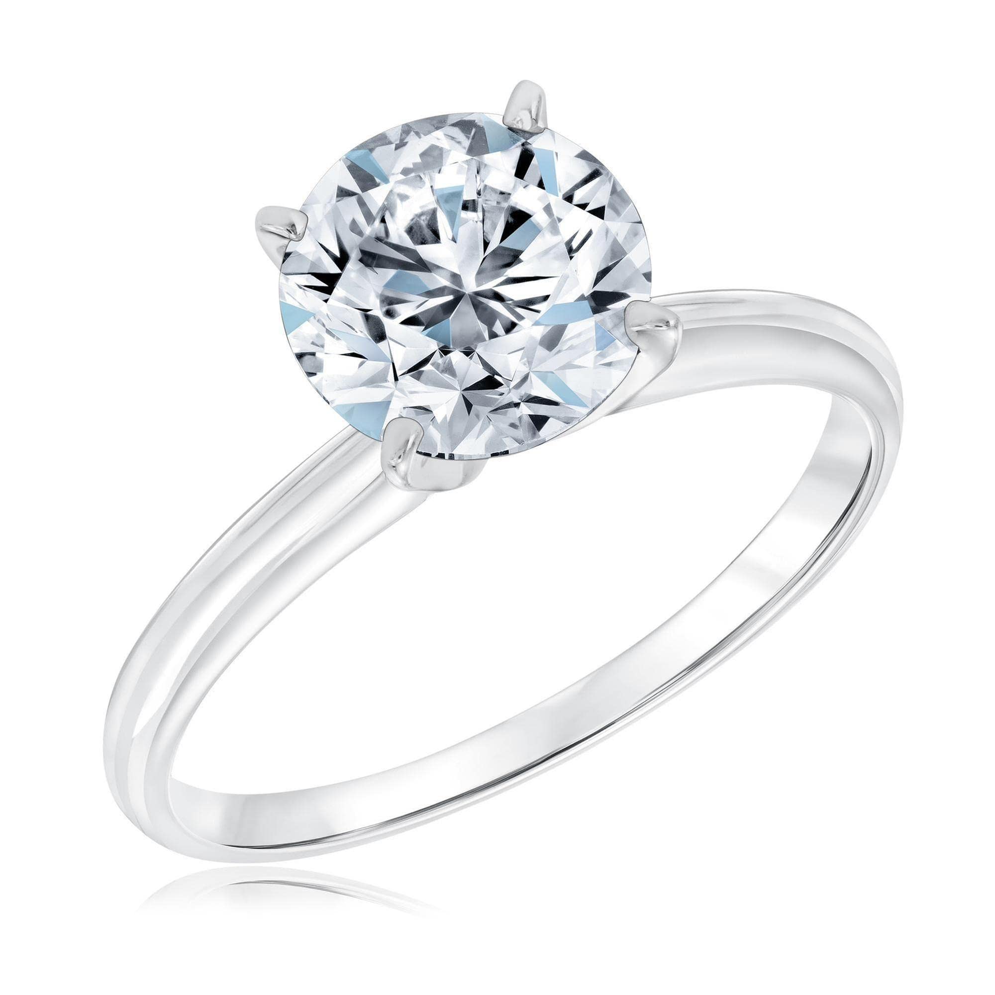 2ct Round Diamond Solitaire White Gold Engagement Ring | Classic - Size 4