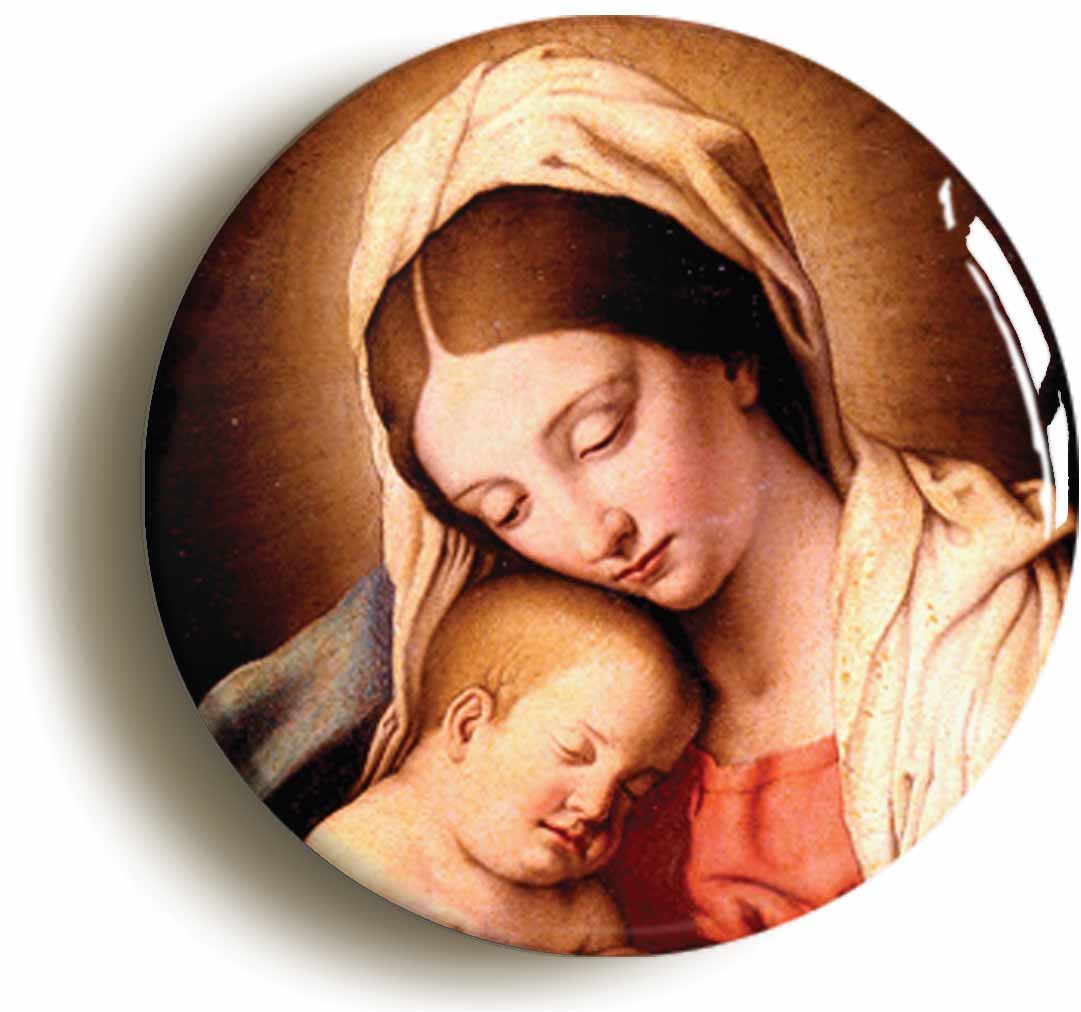 Madonna Virgin Mary Fridge Magnet (Circular 2inch / 50mm Diameter)