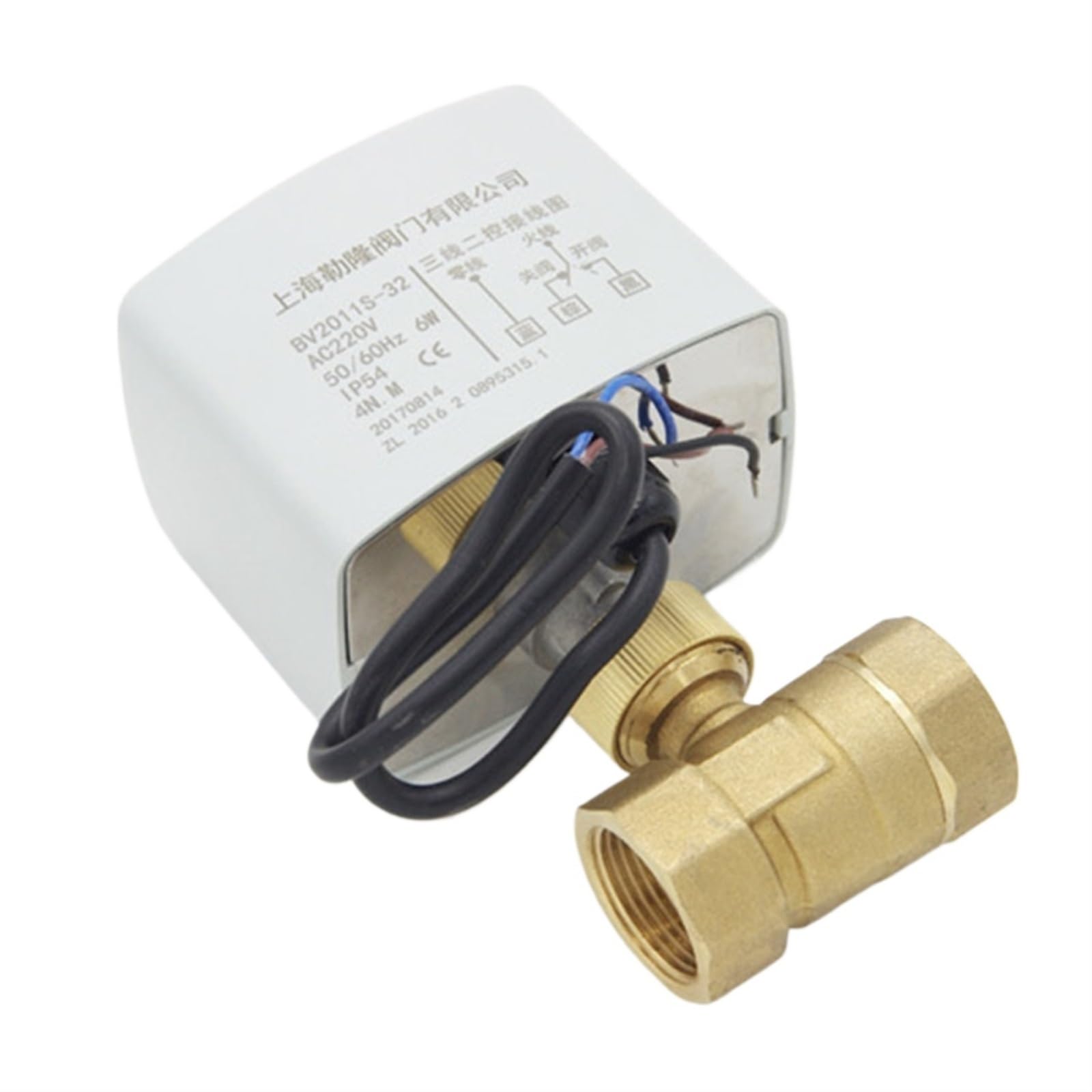 Motorized Brass Ball Valve, Brass Motorized Electric Ball Valve 3-Wire 2-Control AC220V 2/3-Way DN15-DN40 Manual Switch(2 Way,DN25)