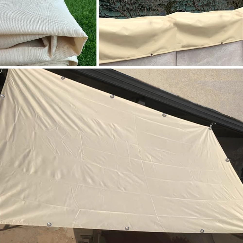 Sonnensegel Wasserdicht 2.8x2.8M, Sonnensegel Rechteckig mit ösen, Sonnenschutz Balkon Sonnensegel Terrasse Ohne Bohren, Segeltuch für Terrasse Garten UV Schutz, Schwer, Sand Beige