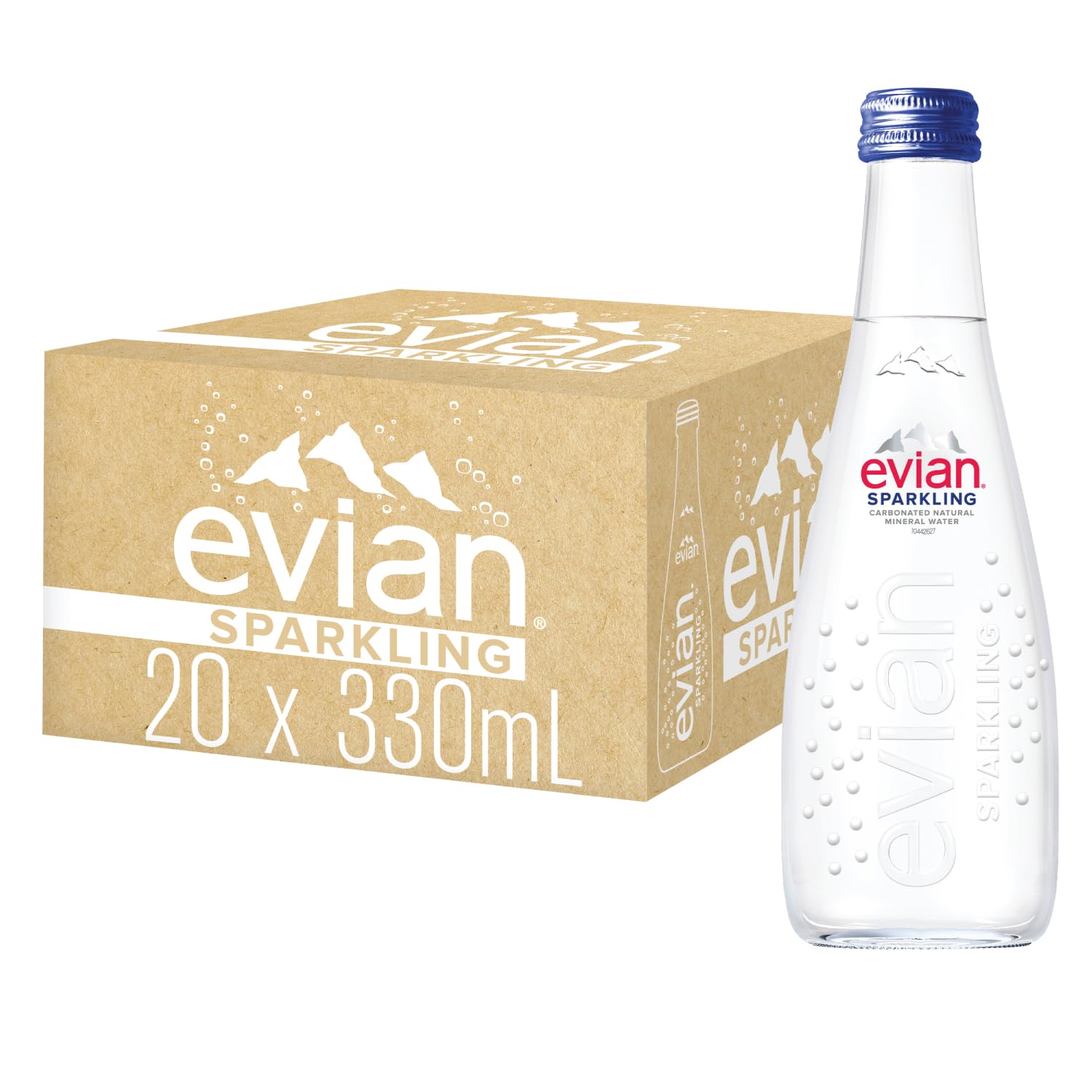 Sparkling Carbonated Natural Mineral Water 20 x 330ml , Case of 20 Bottles, Naturally Filtered Drinking Water, Crafted by Nature. Package may vary