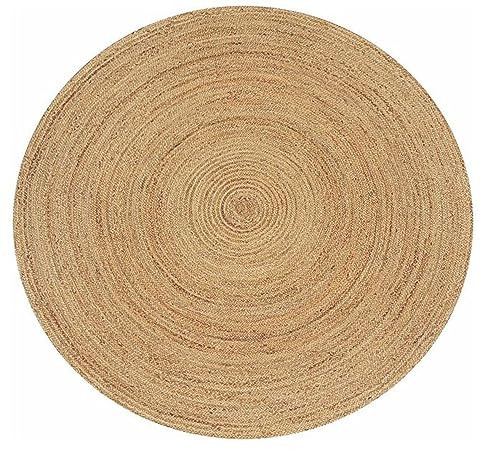 RIANGI Jute Rug - 4' Round Area Rug Hand Woven Boho Round Rug, Circle Rug Farmhouse Rugs for Living Room, Kitchen,Bedroom,Classroom, Dining Room Rugs for Under Table - Round Rug 4ft - Image 3