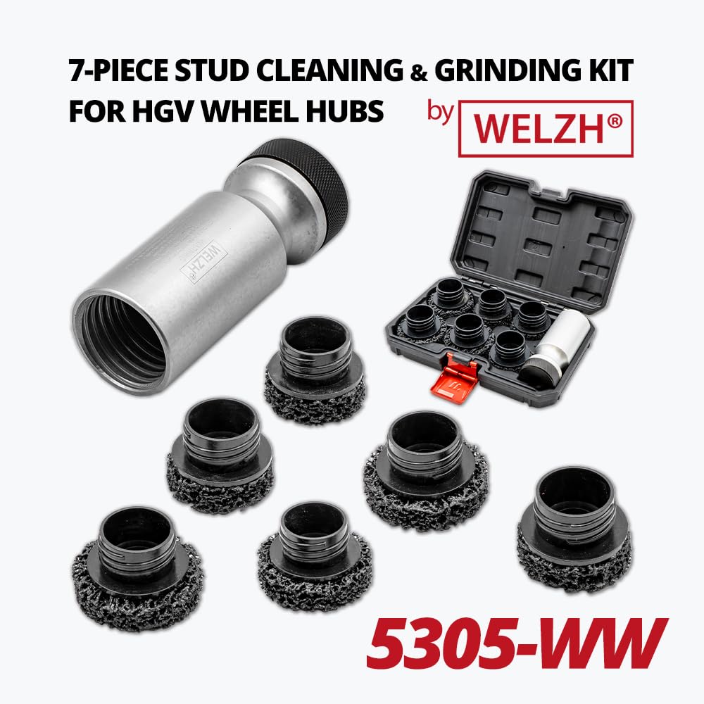 Kit de molienda de limpieza de pernos, 7 piezas para cubos de rueda HGV, herramienta eléctrica compatible con ajuste universal, discos de varios tamaños de hasta 28 mm, limpiador profesional de