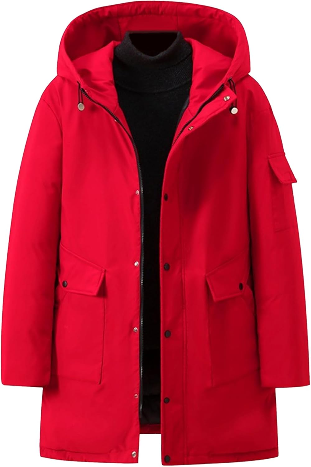 Men's Warm Snowboarding Jacket Hooded Waterproof Ski Jackets for Hiking Mid Long Windproof Winter Coats
