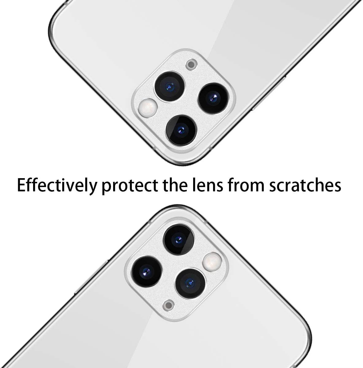 Casetego for iPhone 11 Pro Max/11 Pro Camera Lens Protector, [2 Pack] Aluminum Alloy Lens Protective Ring Circle Metal Camera Lens Protector for Apple iPhone 11 Pro Max/11 Pro,Silver