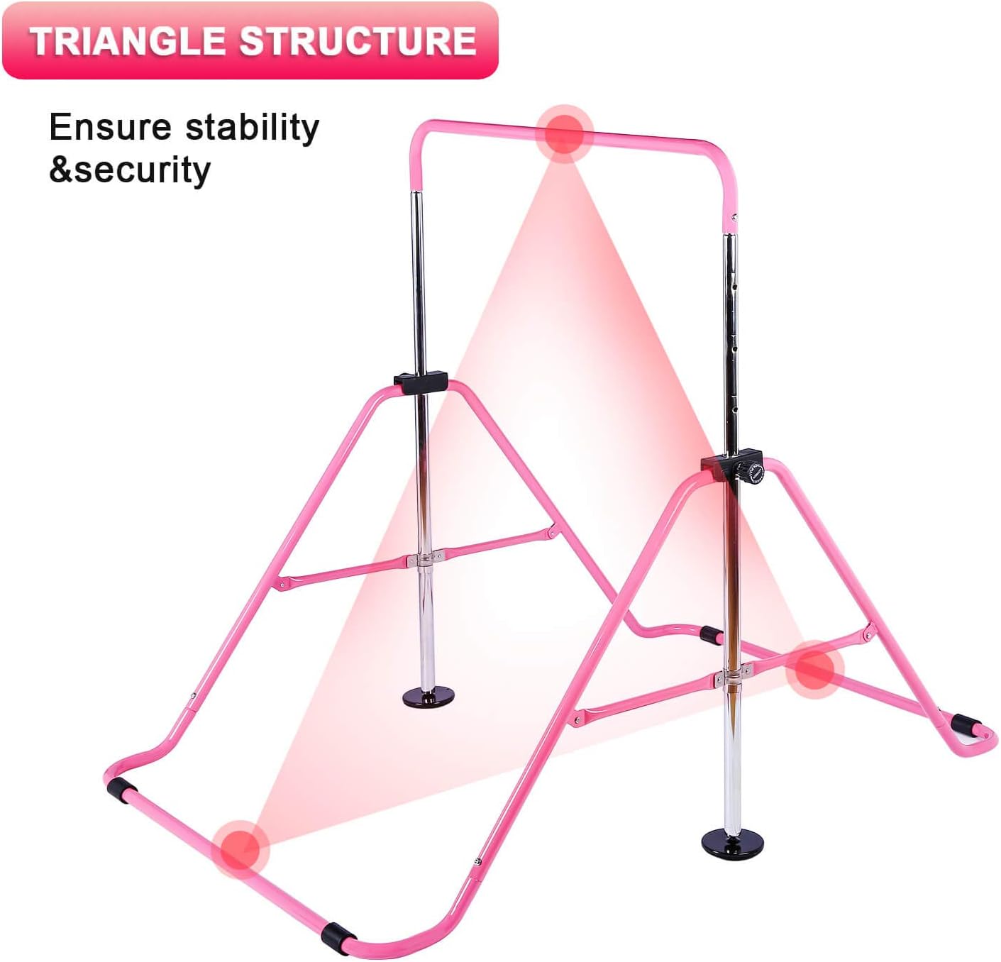 Gymnastic Bars for Kids with Adjustable Height, Folding Gymnastic Training Kip Bar, Junior Expandable Horizontal Monkey Bar for Home (Pink) : Sports & Outdoors