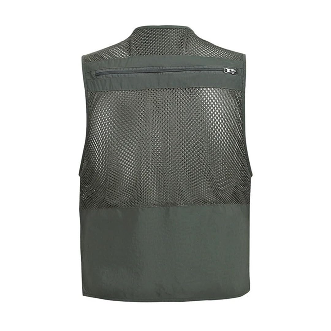 Gilet en maille pour homme - Multi-poches - Séchage rapide - Sans manches - Pour l'extérieur - Pour la pêche