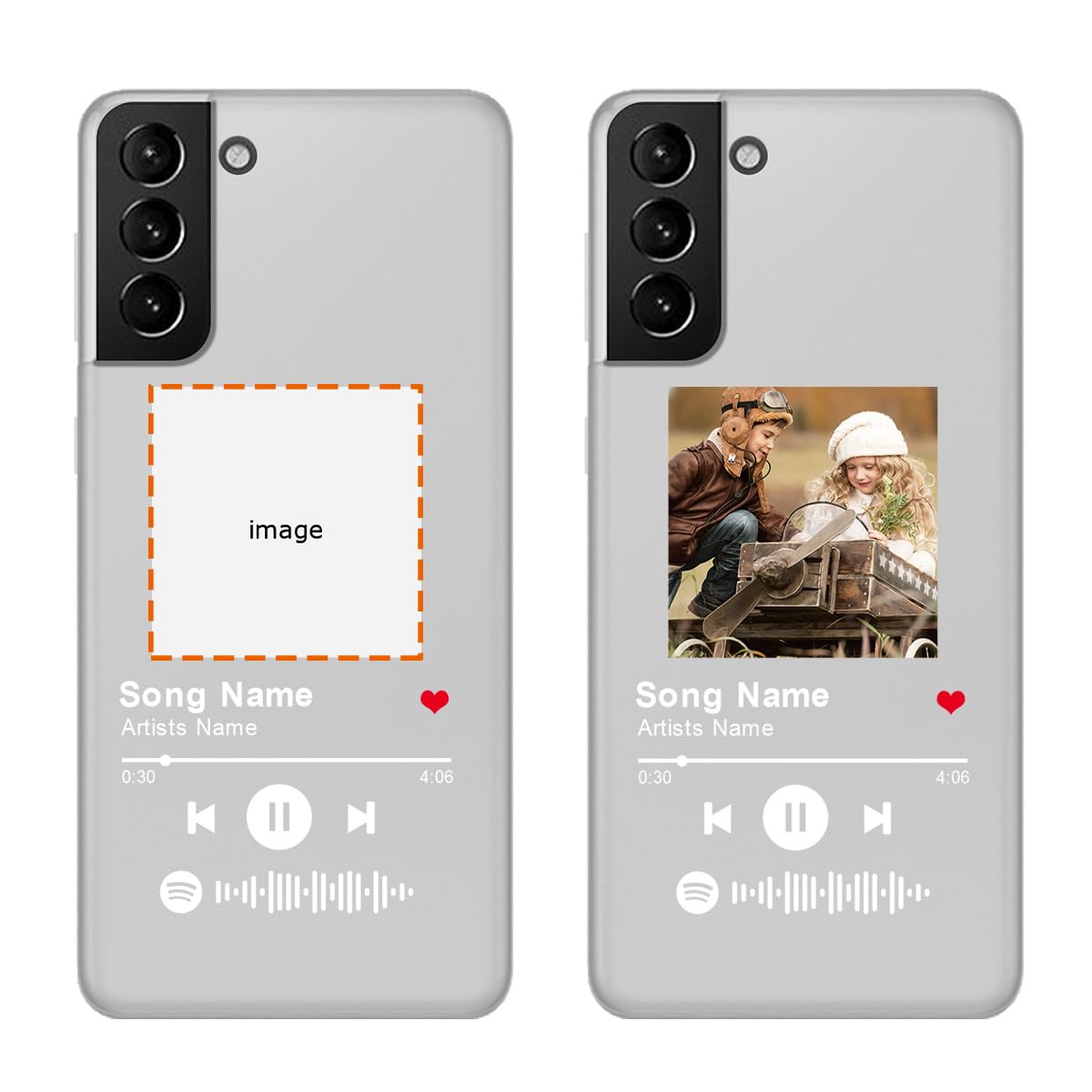 Klsify Custom Spotify Code Photo Case for Samsung Galaxy S21 Plus 5G/4G Customized Personalized Music Player Song Plaque Image Text Picture Design Shockproof Protective White Soft Phone Cover Shell