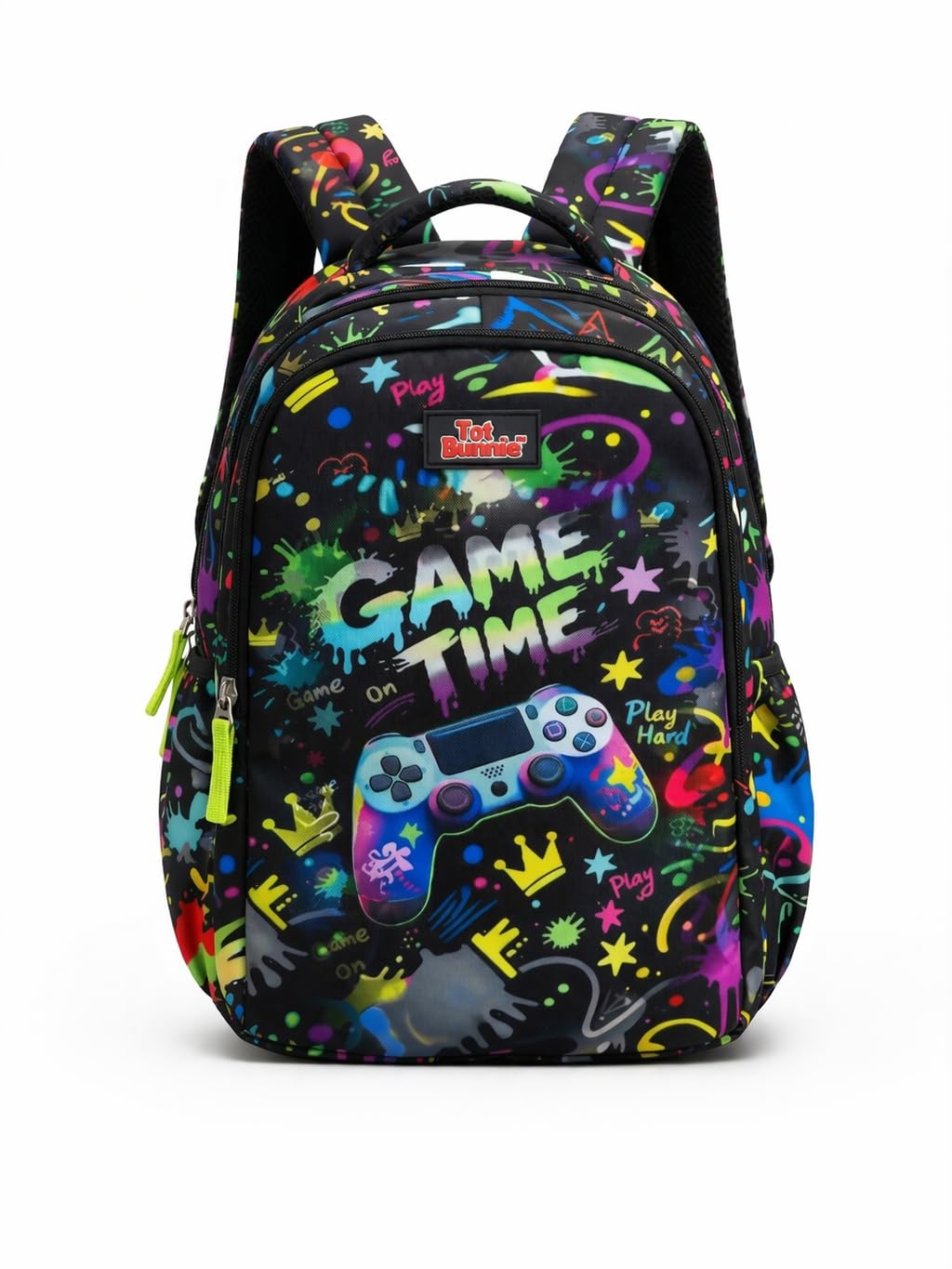 ™ Game Time Theme Kids School/Daypack Backpack, Black, 3 Compartments, with Free Pencil Case, for Boys and Girls Ages 6-10Yrs-image-20