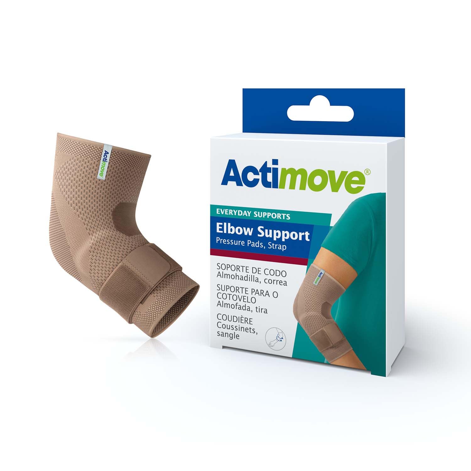 Actimove Everyday Supports Elbow Brace| Elbow Support with Pressure Pads & Strap for Tendonitis, Tennis Elbow Brace, Golfers Elbow Treatment, Arthritis, Workouts, Overuse | Beige, Medium