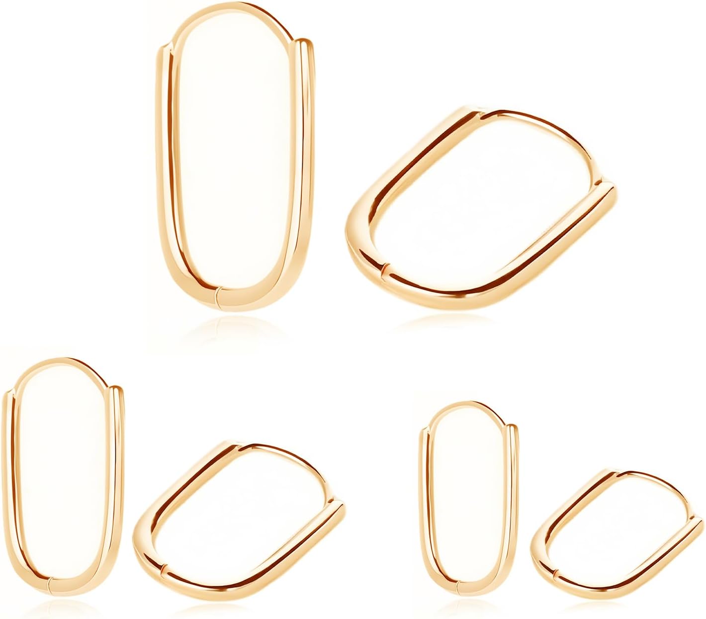 3 Pairs Hoop Huggie Earrings Set for Women | Multiple Piercing Cartilage Hoop Lightweight Earrings Set Stack Jewelry Gift - Image 2