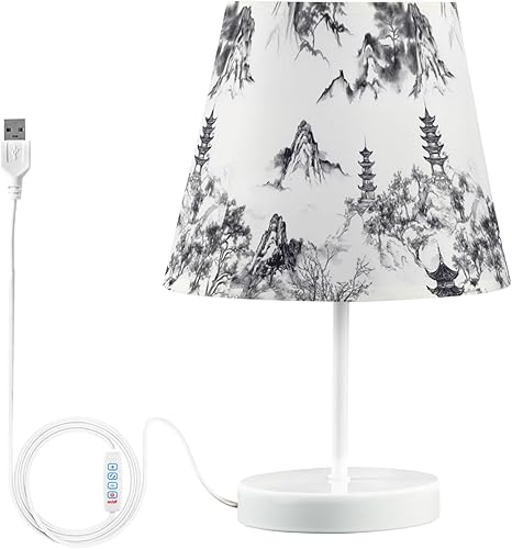 Miniatura 13 de Lámpara de mesa LED regulable con USB de 3 colores, estaca de madera de mar retro, gaviotas voladoras de 10.8 pulgadas de alto, luz de mesita de