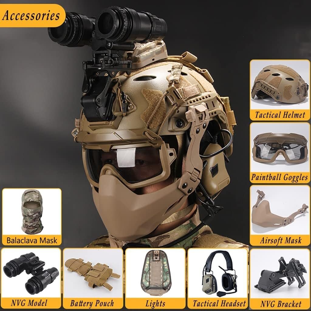 Snelle Tactische Helm, Militaire Headset Met Ruisonderdrukking En SWAT-Beschermende Brilsets, Met NVG-Houder En Zijhek, Voor Airsoft Paintball Outdoor-Activiteit,Sets max,BK Snelle Tactische Helm, Militaire Headset Met Ruisonderdrukking En SWAT-Beschermende Brilsets, Met NVG-Houder En Zijhek, Voor Airsoft Paintball Outdoor-Activiteit,Sets max,BK